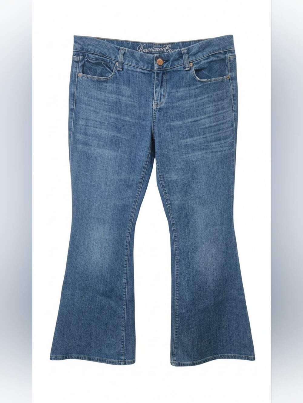 American Eagle Real Flare Y2K Low Rise Jeans Size 14 Short Denim Casual Comfy